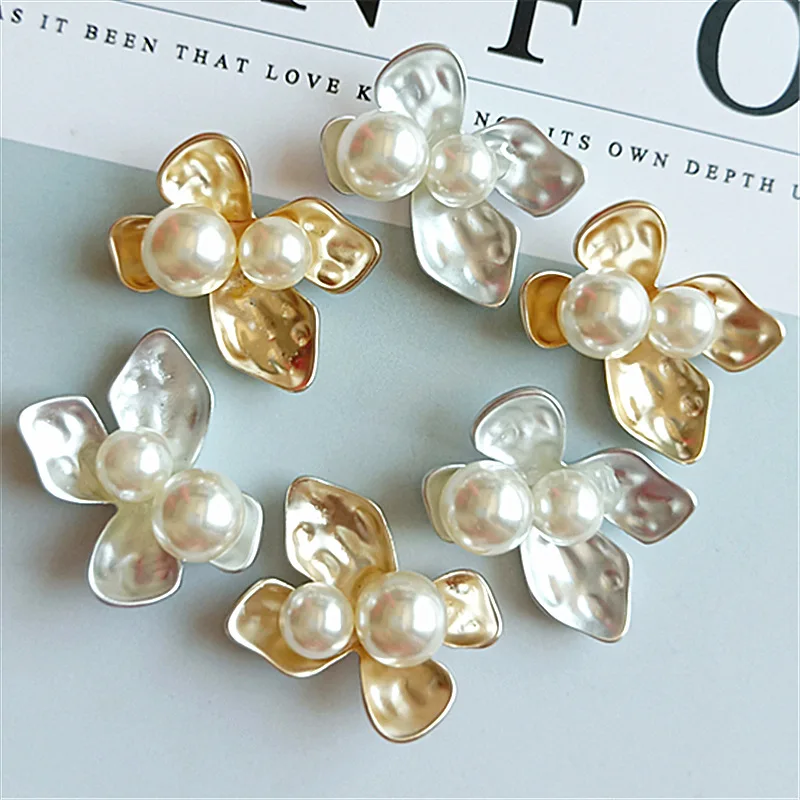10 Pcs/Lot Rhinestone Diamond Pearl Rabbit Buttons Alloy Diy Handmade Hair Accessories Necklace Mobile Beauty Key Ring Jewelry