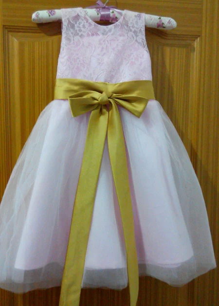 2015 Real Flower Girl Dresses with Sashes Bow Party Pageant Dress for Little Girls Kids/Children Keyhole Dress for Wedding