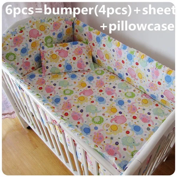 

Promotion! 6PCS Baby Crib bedding set Cot set Embroidered (bumper+sheet+pillow cover)