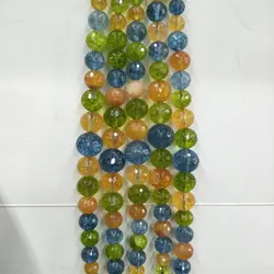 Природные Multi Цвет Ограненный Камень цепь Бусины (6-14 мм) круглый свободные кристалл кварца Бусины для ювелирных изделий DIY Цепочки и