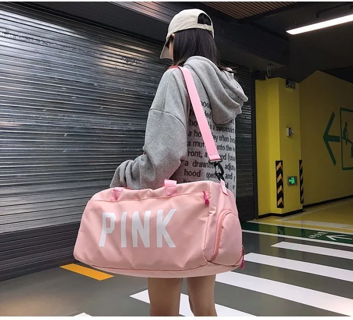 SNUGUG Водонепроницаемая Мужская спортивная сумка через плечо женские нейлоновые спортивные мужские сумки для фитнеса большие розовые дорожные спортивные сумки для девочек с обувью