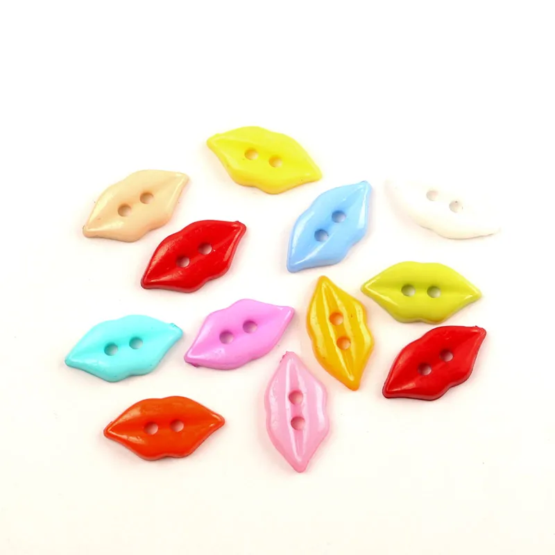 

LF 100Pcs Mixed Acrylic Lips Sewing Buttons For Clothes Scrapbooking Decorative Needlework Botone Handicraft DIY Accessories