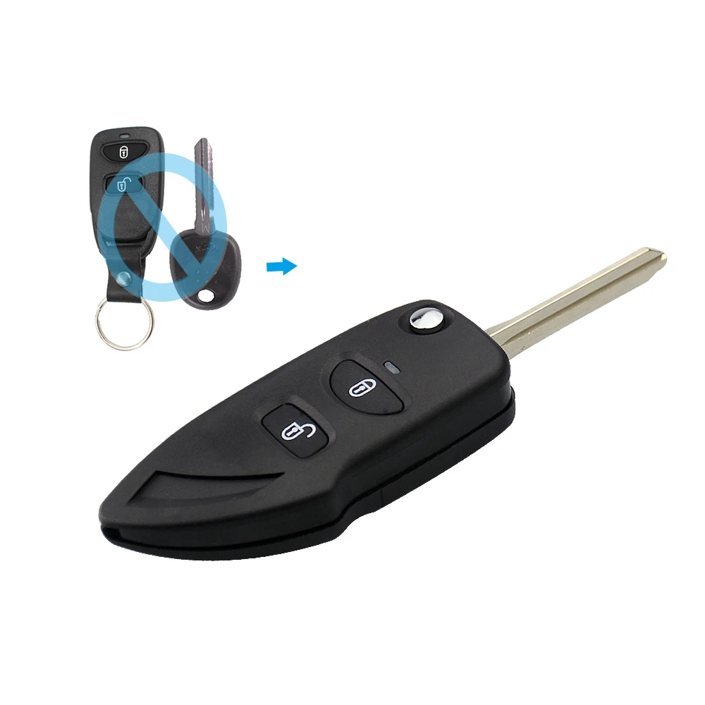 OkeyTech 2 кнопки флип складной Uncut Пустой клинок программируемый ключ для автомобиля оболочка крышка с держателем батареи для hyundai Santa Fe умный ключ