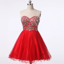 2016 rot Kurze Perlen Homecoming Kleider Schatz Weg Von der Schulter Sleeveless Zip Zurück Graduation Prom Cocktail Party Kleid