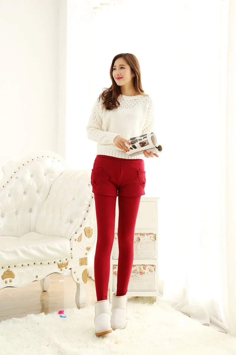2018 autumn winter woman thick legging 2 in 1 warming trousers and foot pants