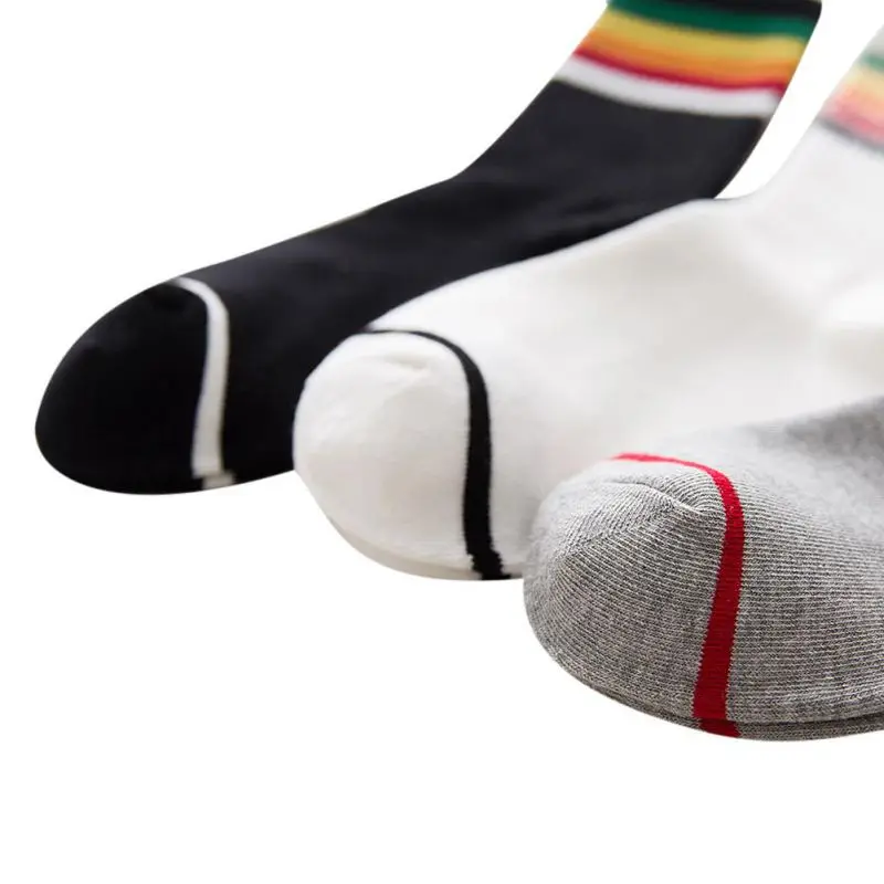 1 пара Для мужчин Забавные 3D Calcetines Носки для девочек для Для мужчин Meias Chaussette Homme Красочный Полосатый до середины икры sokken сжатия