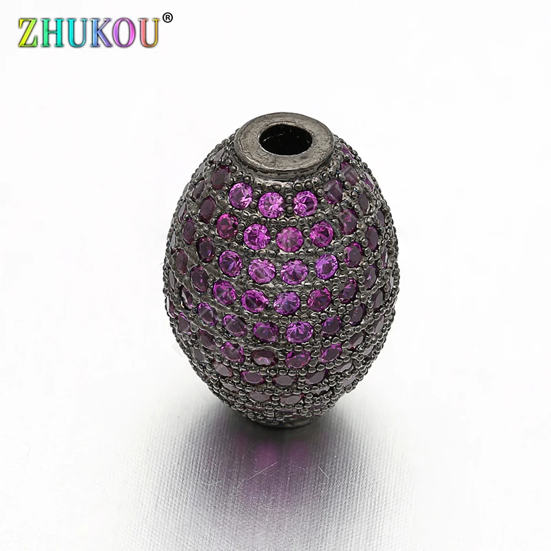 

12*17mm Fashion Brass Cubic Zirconia Oval Shape Ball for DIY Jewelry Findings Accessories,Hole: 2.3mm, Model: VZ93