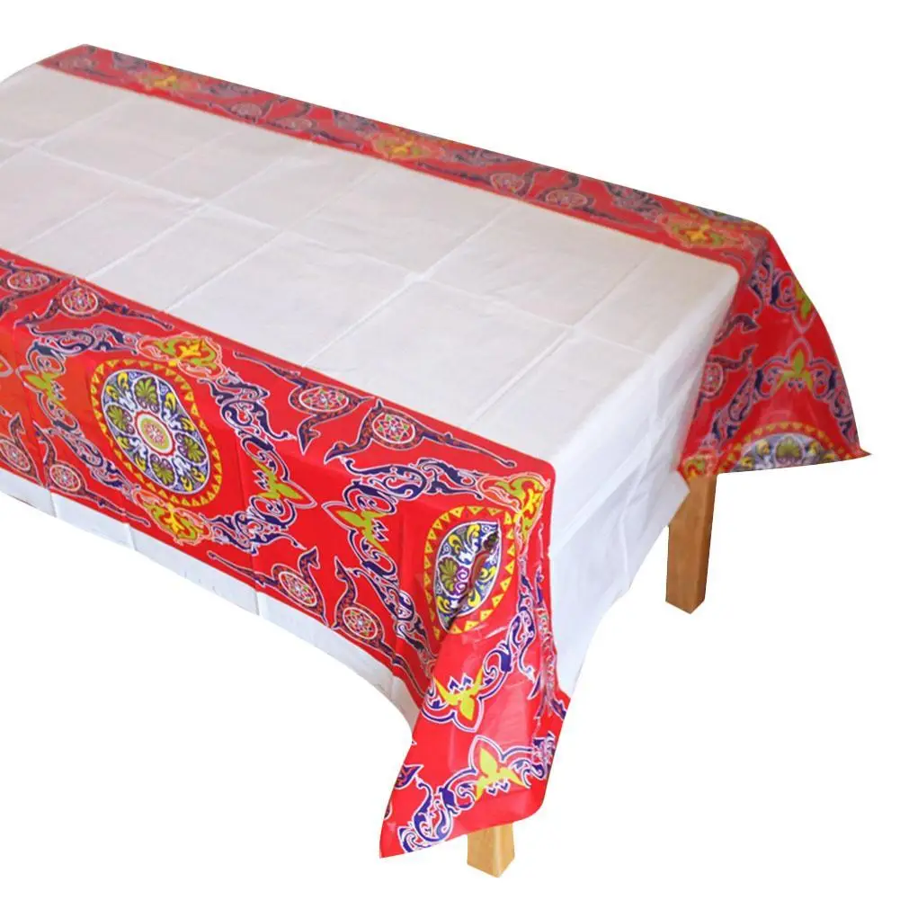 

Waterproof Disposable Plastic Table Cloths Eid Mubarak Ramadan Table Cover Tablecloth For Moslem Islamism Decoration 180*108cm