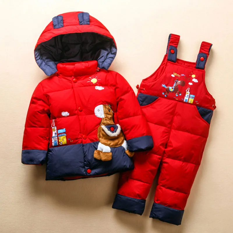 New Girls Boys Winter Down coat and pant suit Kids Snow Outerwear Jacket For Girls Boy