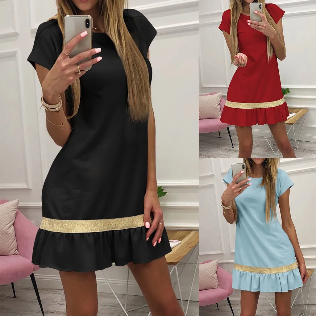

2019 Women Boho Style Women's Short Sleeve Party Retro Patchwork Casual Shirt Dress Party Bridesmaids Infinity Robe Longue Femme
