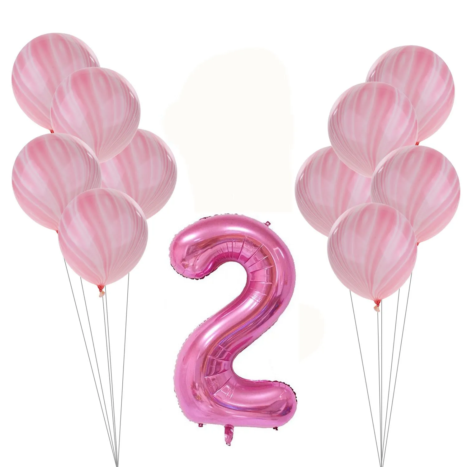 Pink 2 Синий мальчик 1-й 2-й день рождения украшения розовый девушка шары-цифры воздушный шар От 1 до 5 лет дети день рождения принадлежности - Цвет: Pink 2