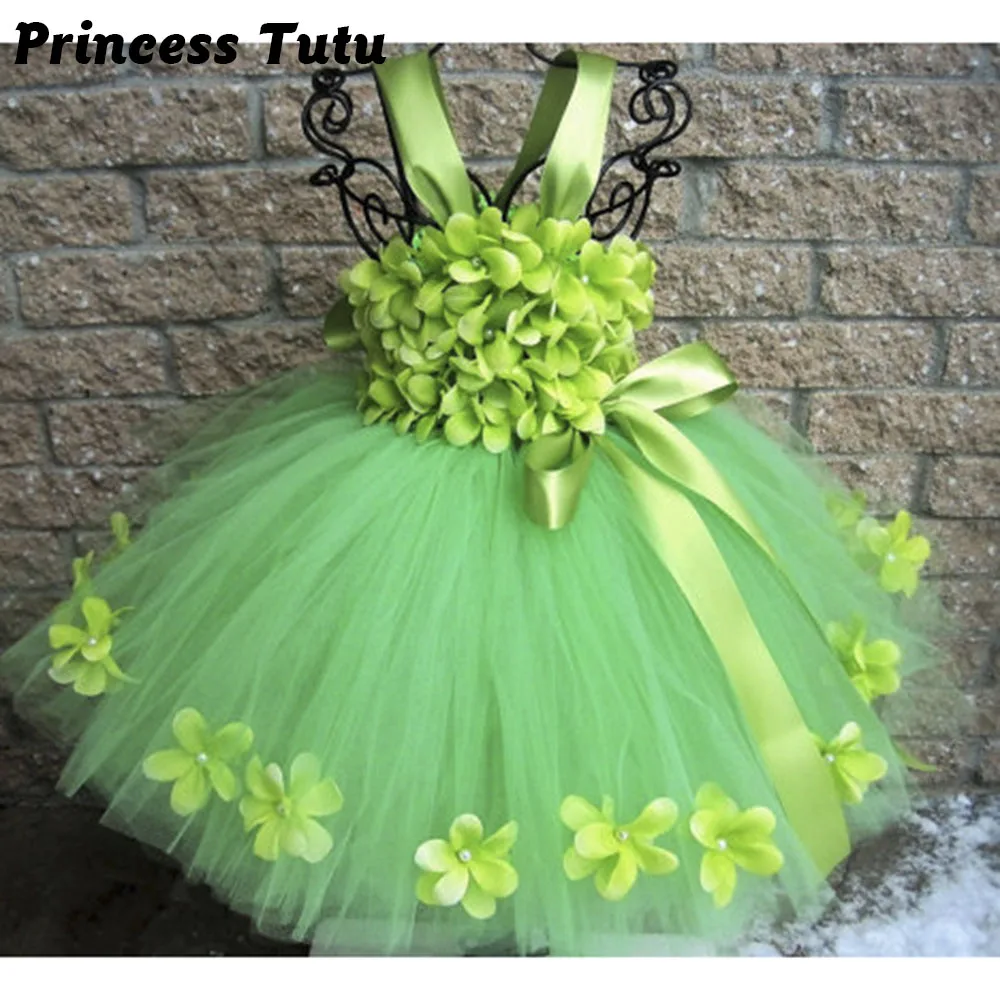 

Pageant Spring Green Flowers Girl Tutu Dress Children St-Patrick's Day Dress Girls Birthday Holidays Festival Party Photos Tutus