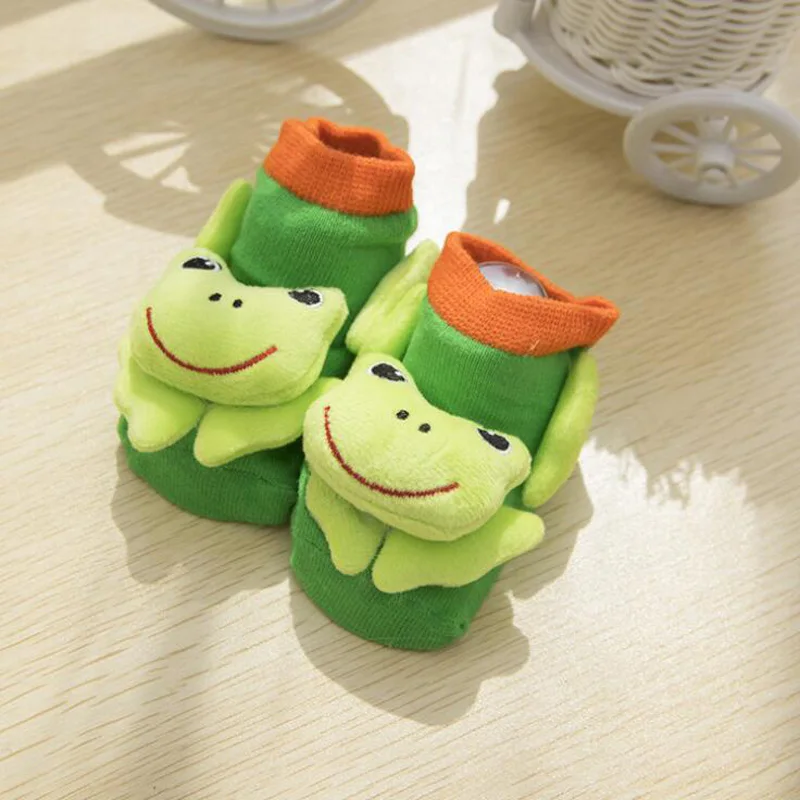 Новые детские носки для малышей с героями мультфильмов, нескользящие носки-тапочки для малышей - Цвет: Frog