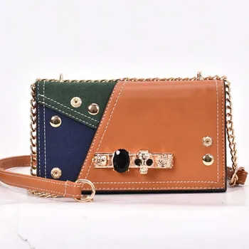 

Amorvivi Flap Female bag 2019 new rivet retro small square bag fashion trend single shoulder diagonal small bag chain stitching