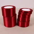 1 Roll 25 Yards Wine Red Polyester Satin Fabric Ribbon Wrapper Chrismas Wedding Party Decor Cake Wrap Ribbons DIY Accessories  