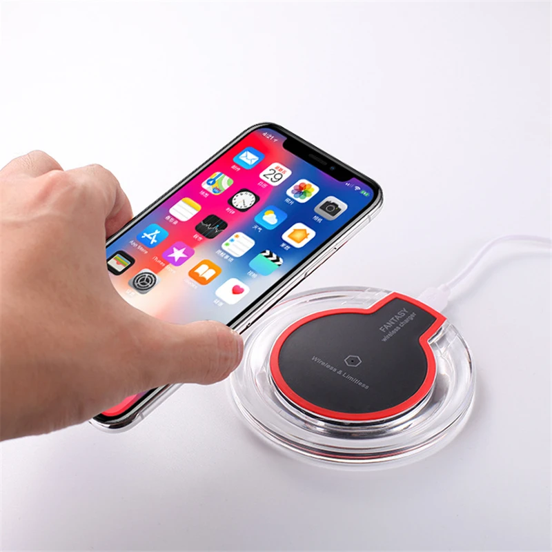 Ультра тонкий Qi Беспроводной Зарядное устройство для iPhone X/XS Max XR 8 плюс Видимый