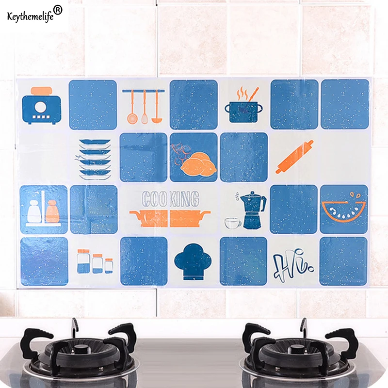 

Keythemelife Anti-oil Wall Stickers High temperature kitchen Self-adhesive foil waterproof bathroom tile wall stickers HHY1