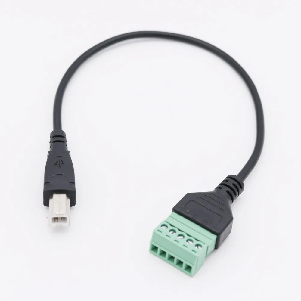 Connector and Terminal 1FT USB 2.0 B Male to 5 Pin Screw Terminal Connector Plug w Shield Adapter Cable Connector and Terminal 1FT USB 2.0 B Male to 5 Pin Screw Terminal Connector Plug w Shield Adapter Cable