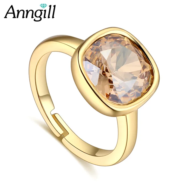 ANNGILL женское овальное кольцо Модные золотистые кристаллы от Swarovski Ювелирные изделия Обручальные кольца для женщин день рождения камень подарки