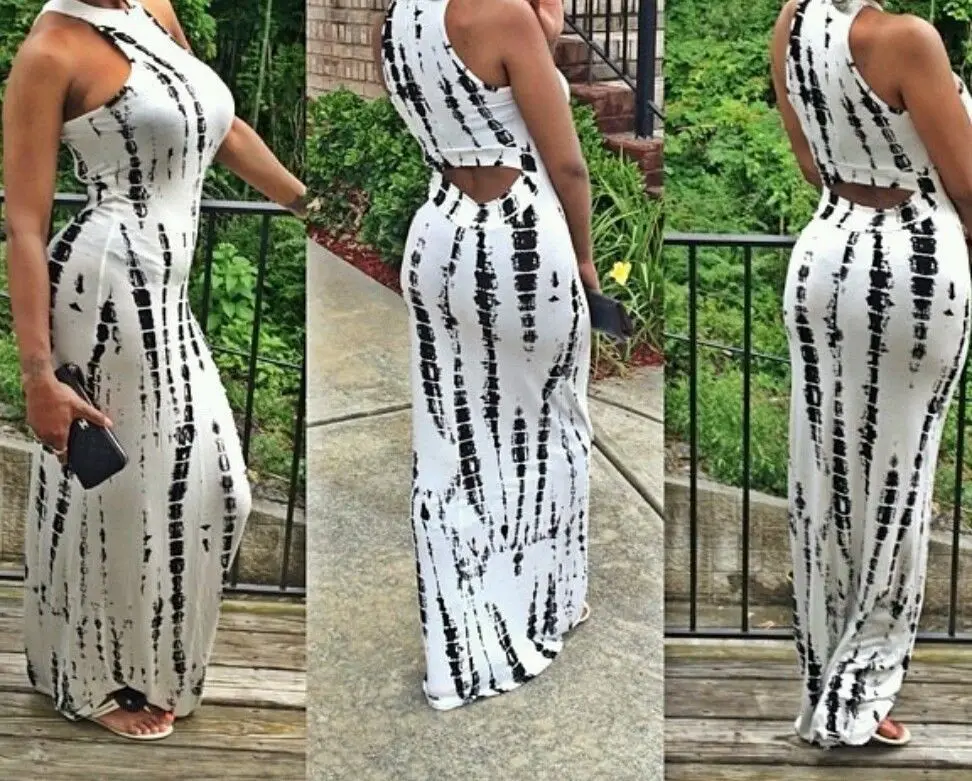black and white tie dye maxi dress