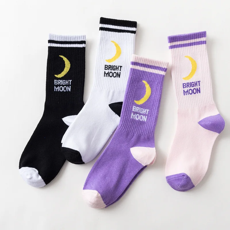Хлопковые носки Bright Moon в Корейском стиле Харадзюку забавные женские с надписью