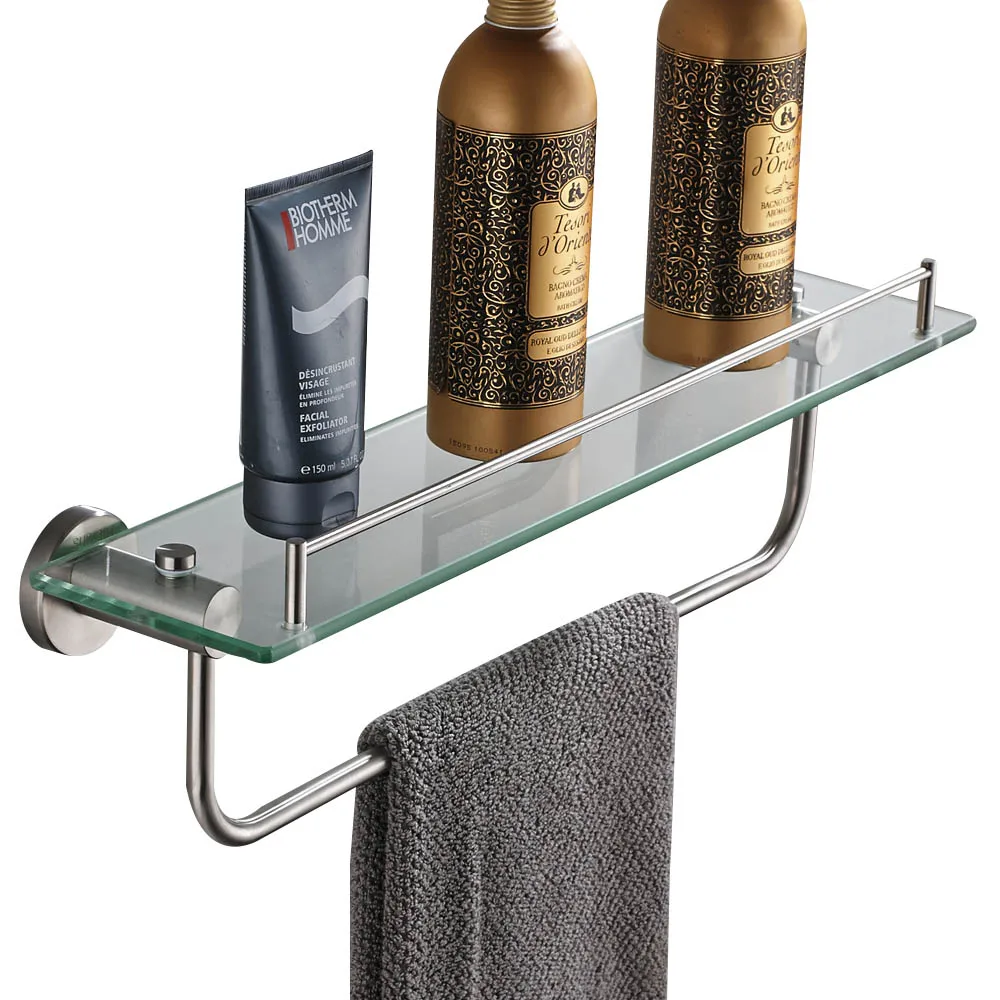 glass shelf Leyden набор аксессуаров для ванной комнаты, матовый 304 нержавеющая сталь, одиночный держатель для полотенец, держатель для туалетной бумаги, наборы для ванной - Цвет: glass shelf