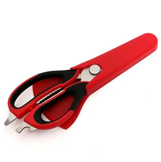 FEIGO 1 шт. кухонные ножницы многофункциональные съемные 2в1 кухонные инструменты ножницы можно отсосать Прикрепленный холодильник железные ножи F557 - Цвет: F557 red
