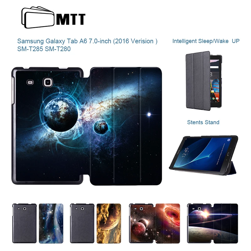 

For Samsung Galaxy Tab A A6 7.0 T280 T285 SM-T280 SM-T285 Covers Case Cosmic Space PU Leather Tablet Flip Stand Shell Funda Capa