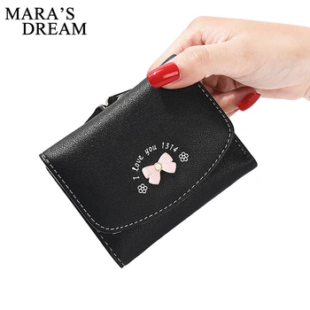 

Mara's Dream Women Fashion Cute Bow Purse Clutch Wallet Short Small Bag PU Leather Card Holder Women Mini Wallet for Coins Purse