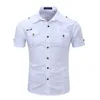 2022 New Arrive Mens Cargo Shirt Men Casual Shirt Solid Short Sleeve Shirts Multi Pocket Work Shirt Plus Size 100% Cotton 6