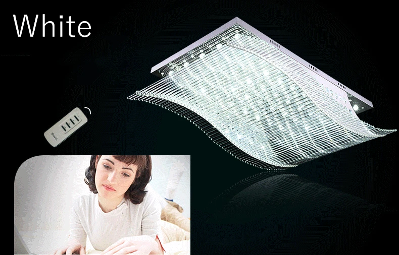 Luxury 4 Color Smooth Sailing Led Lamp K9 Crystal Modern Square Led Ceiling Lights