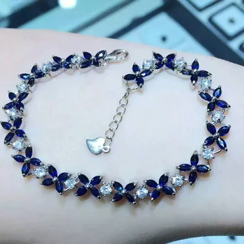 

B 925 sterling silver with natural sapphire bracelet with female