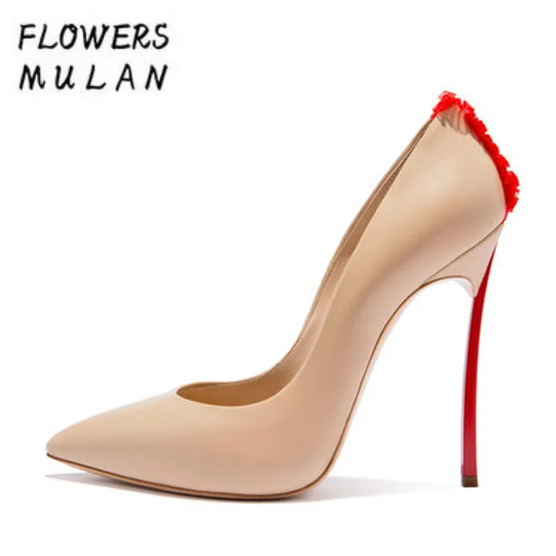 

120mm Stiletto High Heels Blade Pumps Back Fringed Party Wedding Chic Women Shoes Pointed Toe Metallic Fashion Shoes Gladiators