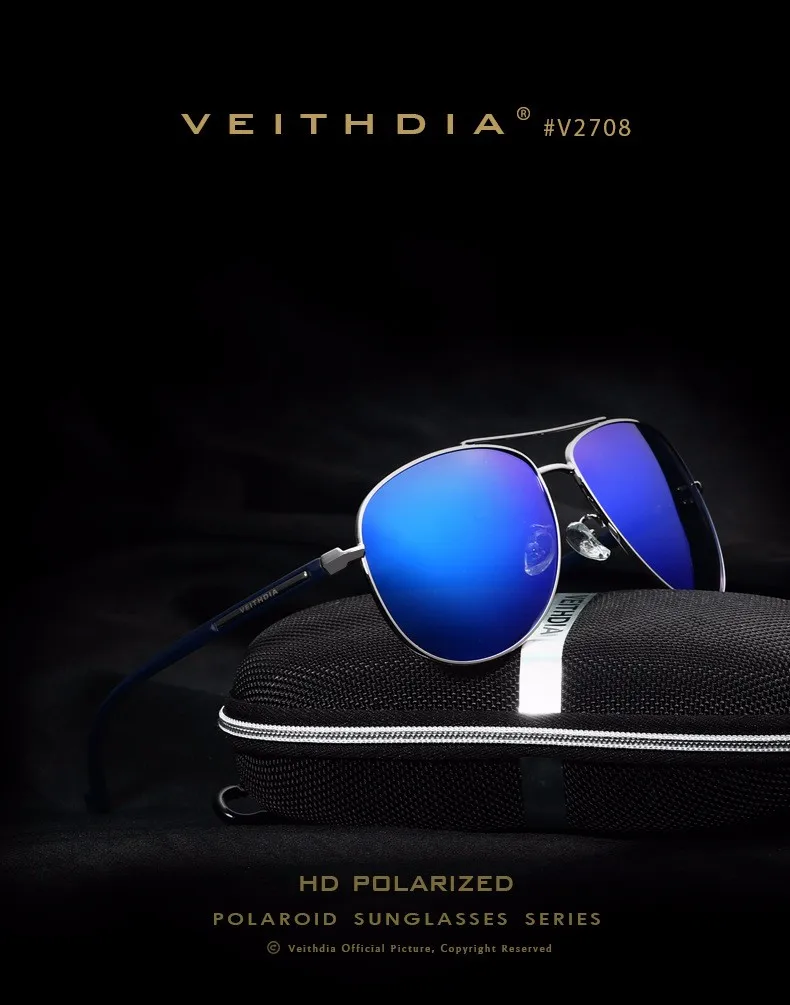 VEITHDIA мужские поляризованные солнцезащитные очки винтажные пилот новое поступление брендовые дизайнерские солнцезащитные очки gafas oculos de sol masculino 2708