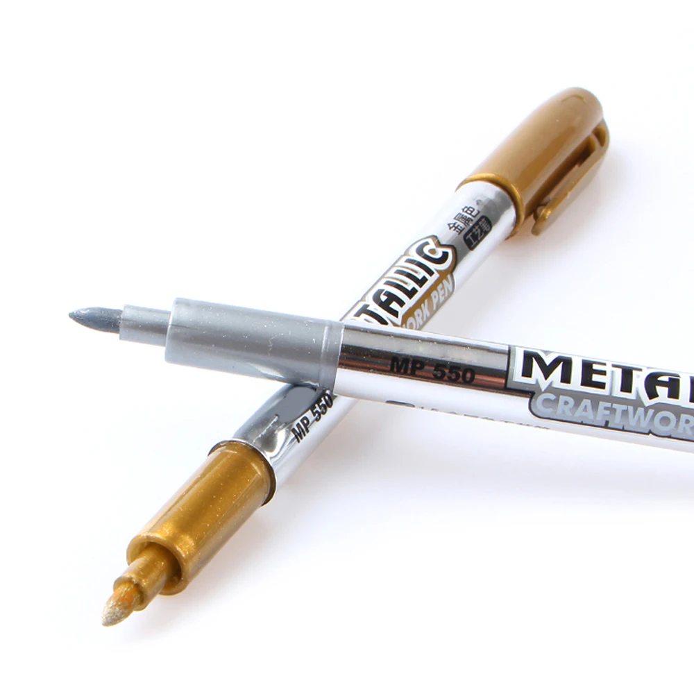 4 шт./партия краски ручка металл цвет ручка технология золото и серебро 1,5 мм до краски ручка принадлежности для учебы маркер