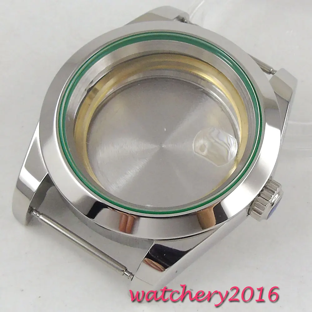 40mm Polished steel sapphire glass automatic Watch Case fit ETA 2824 2836 MIYOTA 8215 8205 Movement 40mm Polished steel sapphire glass automatic Watch Case fit ETA 2824 2836 MIYOTA 8215 8205 Movement