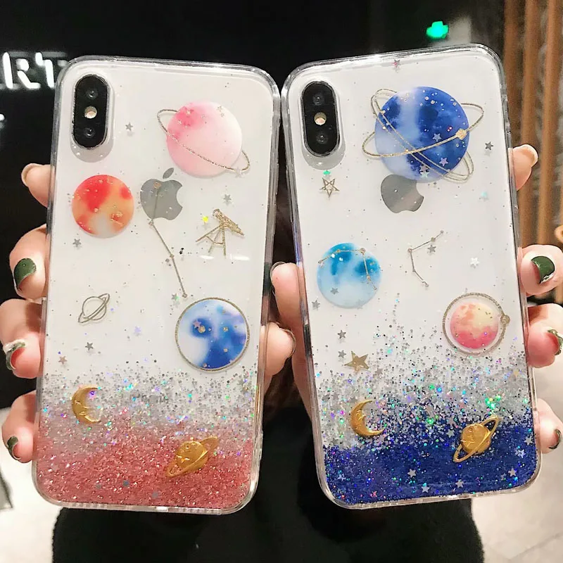 

EKONEDA Glitter Case For iPhone 7 Case Starry Sky Silicone Soft Cover For iPhone 8 Plus 6S 7 Plus Case iPhone XS Max XR X Cases