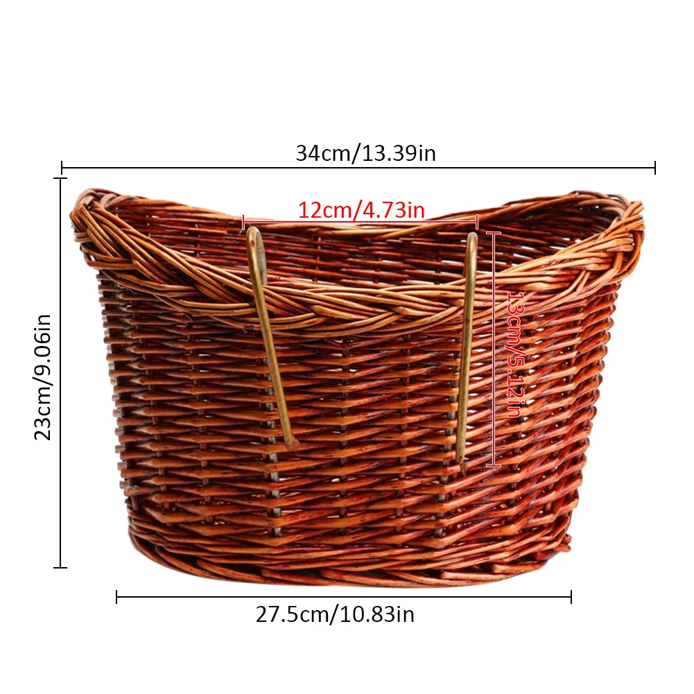 Clearance New Classic Style Rustic Bike Bicycle Basket Willow Straps Bike Cycling Natural Classic Durable Strong Wicker Manual Basket 0