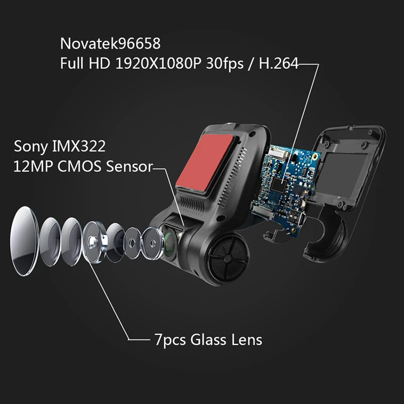 SmallAntTech Car DVR Wifi Dash Camera Cam Recorder Monitor Novatek 96658 Sony IMX323 Camcorder Registrator Full HD Night Version