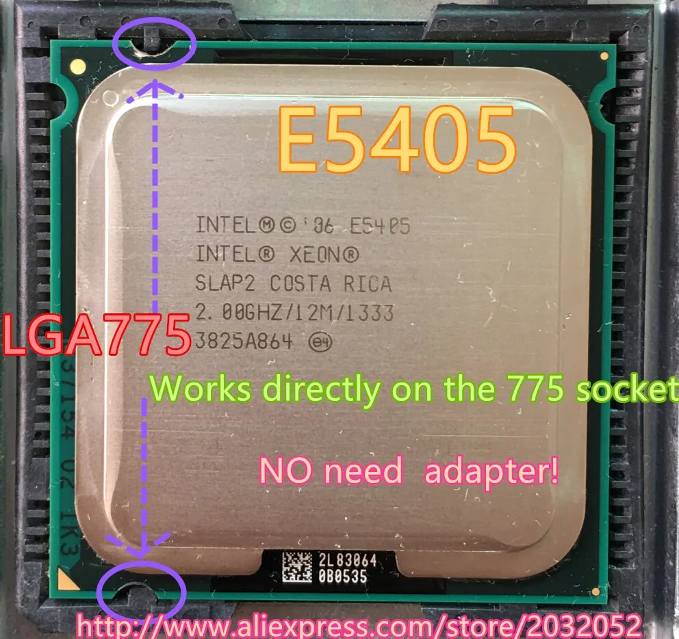 Lntel Xeon E5405 2,0 ГГц/12 м/1333 МГц/ЦП равен LGA775 Core 2 Quad Q8200 cpu,(работает на материнской плате LGA775 бесплатно