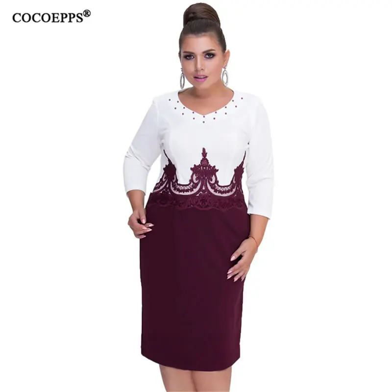 COCOEPPS Plus Size Women Clothing Summer Bodycon Dress Big Size Patchwork 5XL 6XL Lady Office Work Casual Lace Women Dresses COCOEPPS Plus Size Women Clothing Summer Bodycon Dress Big Size Patchwork 5XL 6XL Lady Office Work Casual Lace Women Dresses