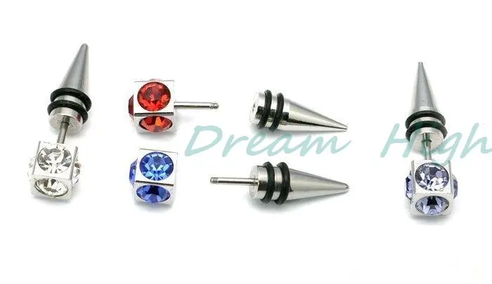 Anel dos Homens Hengke Jóias Statinless Brinco Moda Stud Orelha Falso Expander Ear 100 Pçs - Lote Frete Grátis 316l Aço 3 Joias e Acessórios