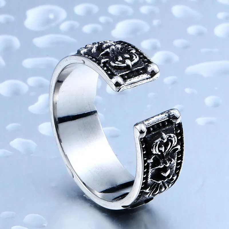 BEIER 316L Stainless Steel Men Buddhist Sutra Ring High Quality Opening Jewelry BR8-368