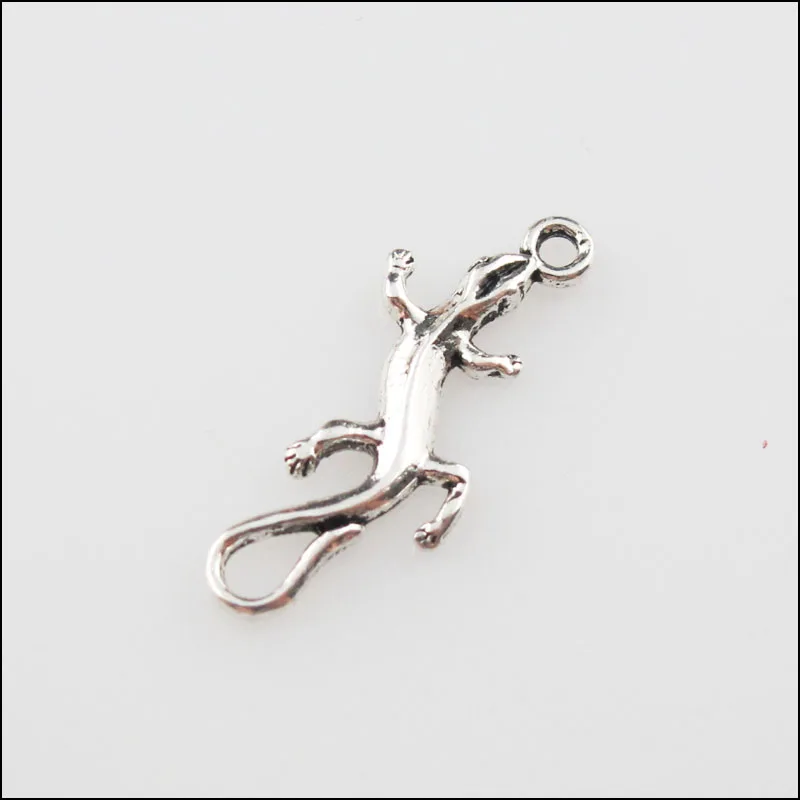 New 25Pcs Tibetan Silver Tone Animal Lizard Charms Pendants 8x23.5mm