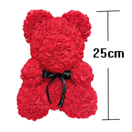VIP Цена Прямая 25 см красный плюшевый мишка розы искусственные рождественские подарки для женщин подарок на день Святого Валентина - Цвет: red-No box