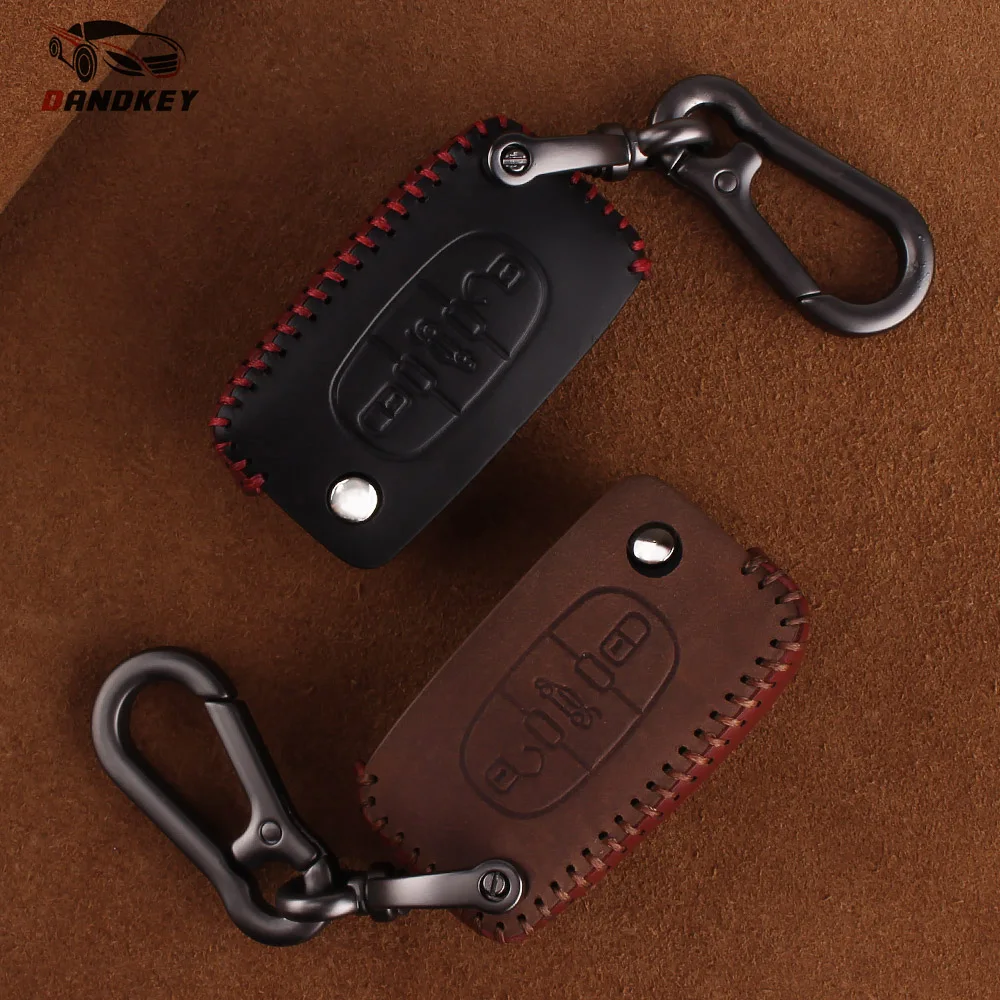 Dandkey кожаный чехол для автомобильных ключей КРЫШКА ДЛЯ Peugeot 207 307 308 407 807 CITROEN C2 C3 C4 C5