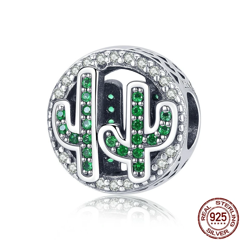 

Romantic 925 Sterling Silver Active,cactus Green Shine Soften Beads fit Original Pandora Bracelet Charms Jewelry