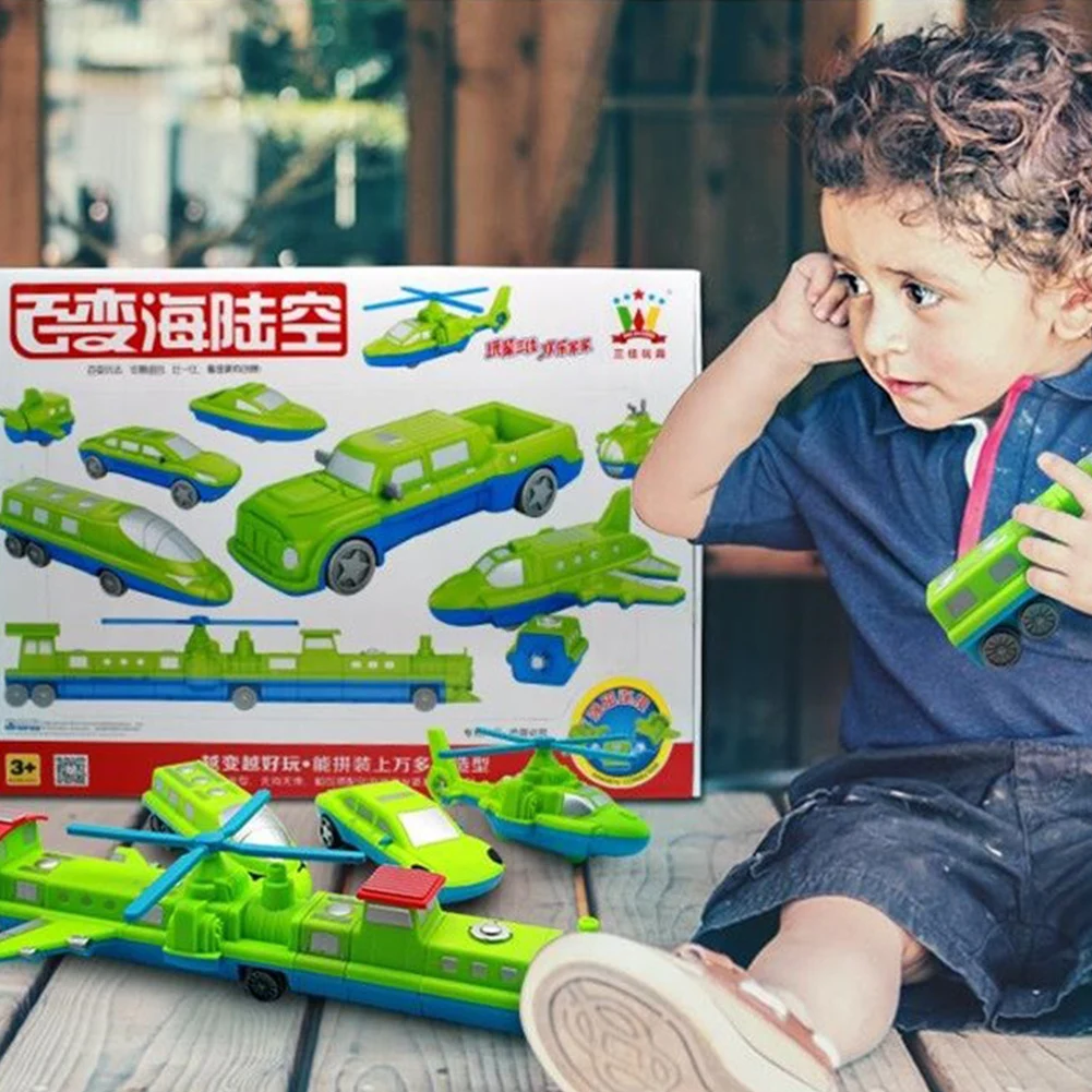 

Baby Toy Manual Brain Ability Training Ever-changing Free Modeling Car Boat Train Magnetic Building Blocks Toys for Children