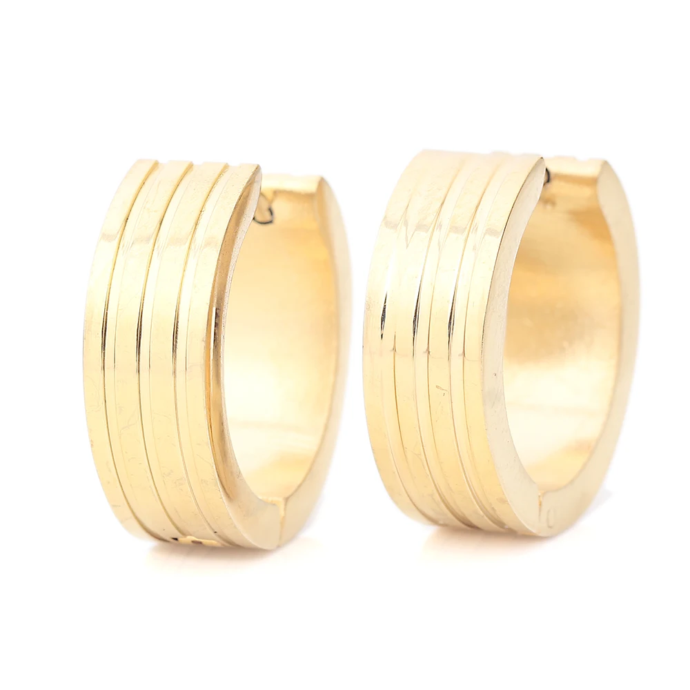 

Sunshine Jewelry Gold Color Stainless Titanium Steel Hollow Petals Women Men Earrings