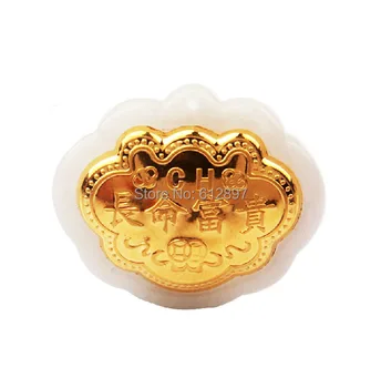 

Hot sale 100% Natural Jadeite new 24K Yellow gold Coin Lock Pendant With Certificate